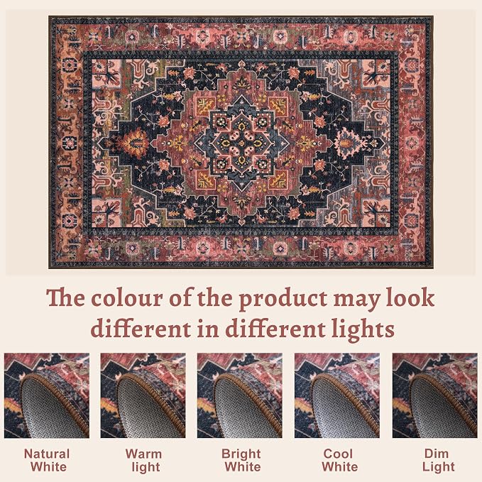Tangsoo 2x3 Washable Rug for Entryway, Vintage Non Slip Small Area Rug, Indoor Front Door Rug, Print Door Mat Small Carpet, Soft Low Pile Rugs for Entrance Kitchen Bedroom Home Decor