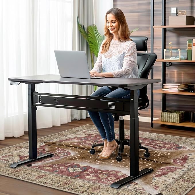 48"x60" Office Chair Mat for Hardwood Tile Floor, Under Desk Carpet Protector for Rolling Computer Chair Mat, Machine Washable Area Rug, Anti-Slip 1/5" Thick Low Pile Thin Vinyl Floor Mat, Red Yellow