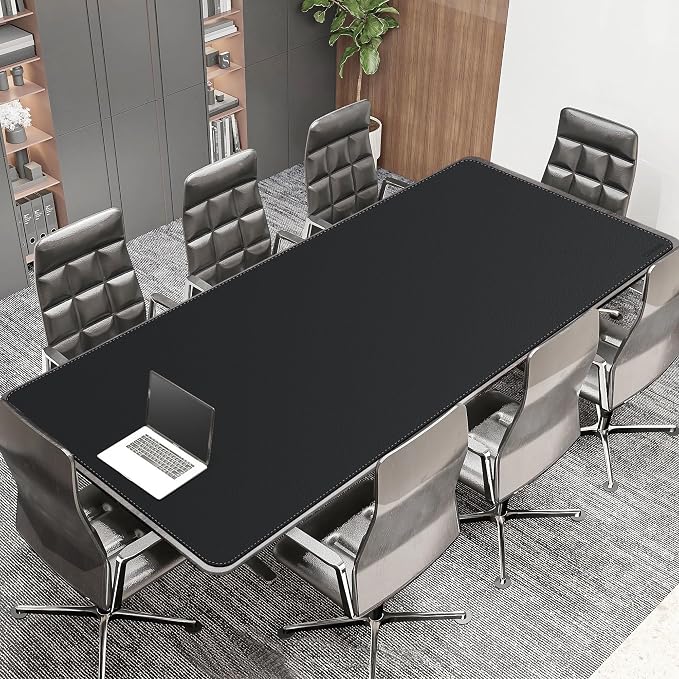 CENNBIE MAX240 94.5" x 39.4" Leather Desk Mat Protector, Extra Large Leather Desk Pad for Full Desk - XXL Super Large Mouse Pad (Black)