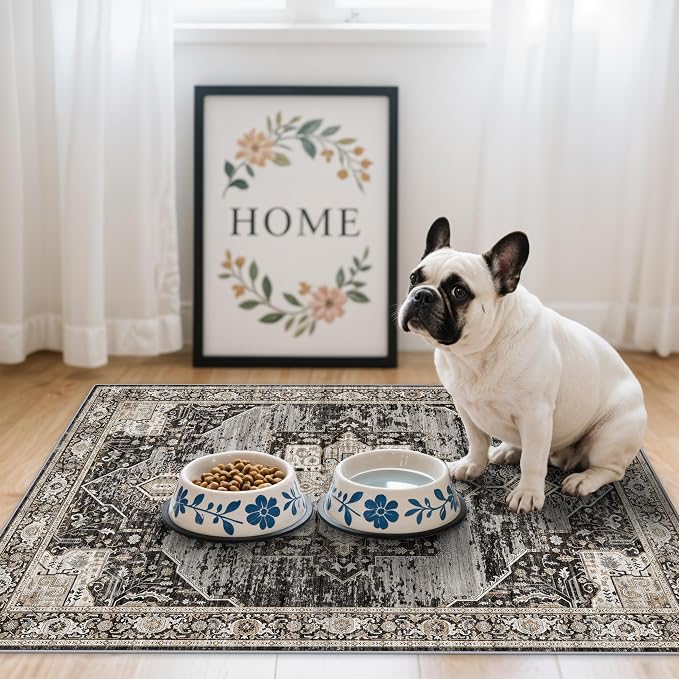 RUUGME Washable 2x3 Entryway Rug - Small Rug for Bathroom/Kitchen/Front Indoor Door Mat - Non Slip Farmhouse Decor - Throw Rugs with Rubber Backing Entrance Mat 2x3 Black