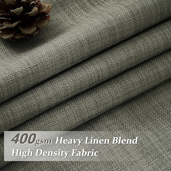 Extra Long Blackout Floor to Ceiling Curtains 120 Inches Long 2 Panels Set for Living Room, Memory Trained Pinch Pleated Dual Layer Linen Greenish Grey Sound Proof Thermal Luxury Curtain 10FT Length