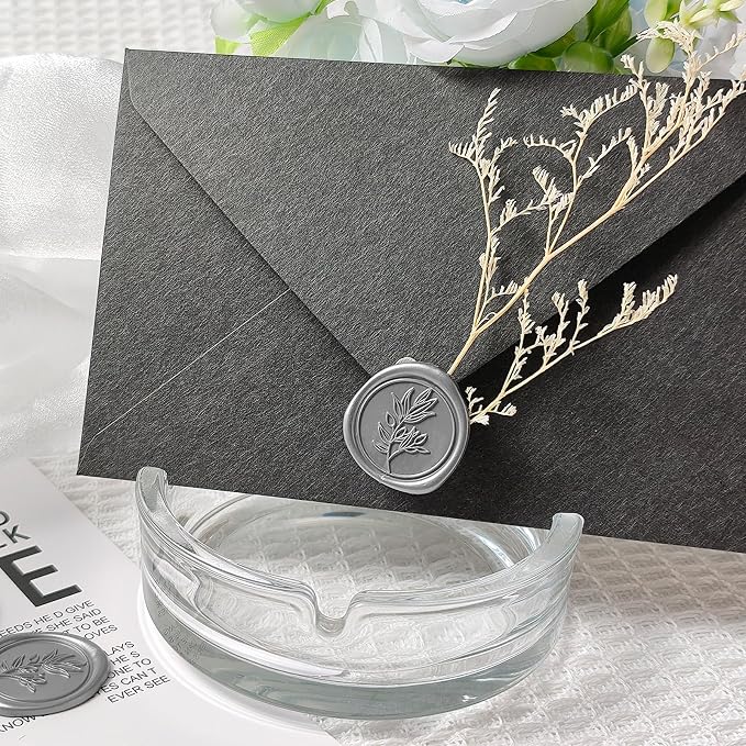 50 Pcs Silvery Wax Seal Stickers Self- Adhesive Wedding Invitation Seal Stickers, Perfect for Wedding Invitation, Envelopes Christmas Cards, Seating Chart, Good Adhesion and Easy to Use