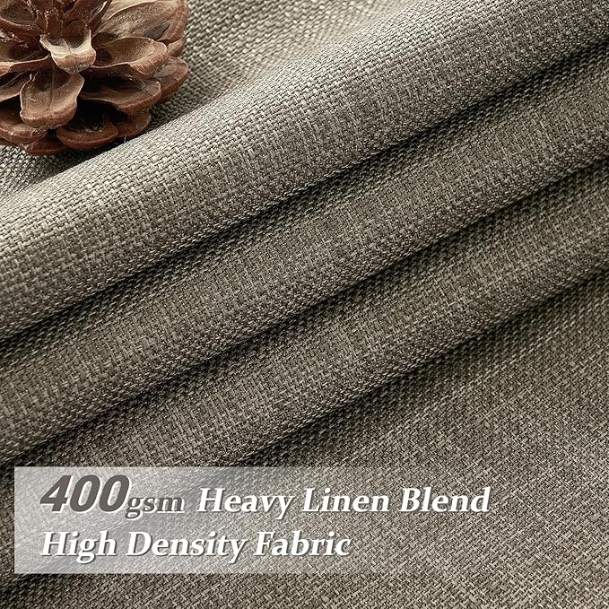 Blackout Double Layer Thick Linen Sepia Ebony Curtains 84 Inches Long for Living Room 2 Panels Set, Memory Trained Pinch Pleated Thermal Soundproof Country Viral Windows Curtain & Drapes 40"W x 84"L