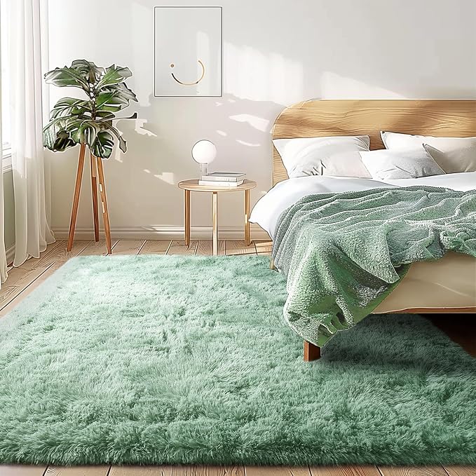 Awaytail Sage Rug Collection - 3 x 5' Non-Slip Height Pile 1.4" Plush Rug Rubber Backing - Throw Rugs Carpet for Bedroom