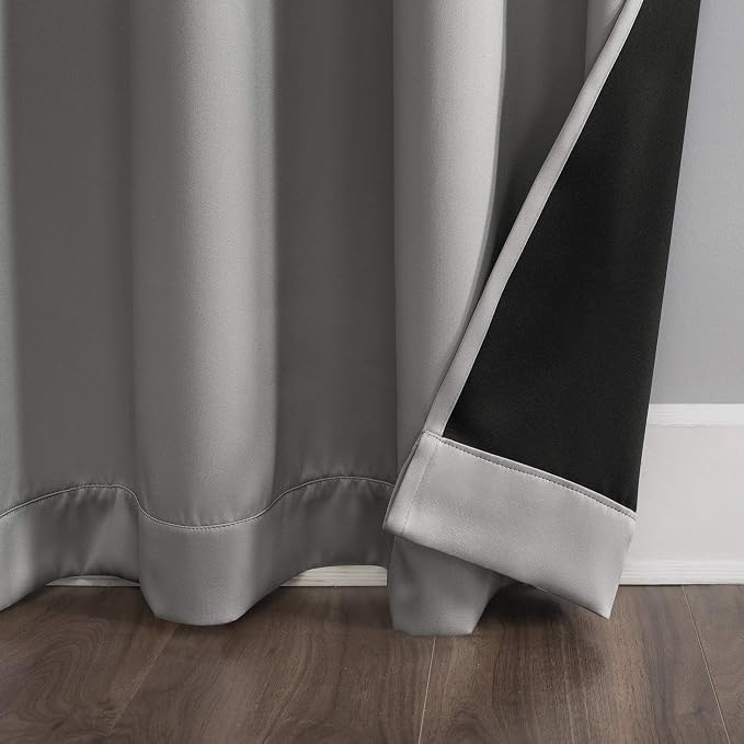 Sun Zero Nordic Theater Grade Extreme 100% Blackout Grommet Curtain Single Panel, 52" x 84", Silver Gray