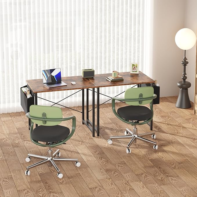 OLIXIS Small Computer Desk, 31 Inch Home Office Desks, Writing Study Craft Work Gaming Table, Computer Workstation for Bedroom Small Spaces with Storage Bag and Headphone Hook, Rustic Brown