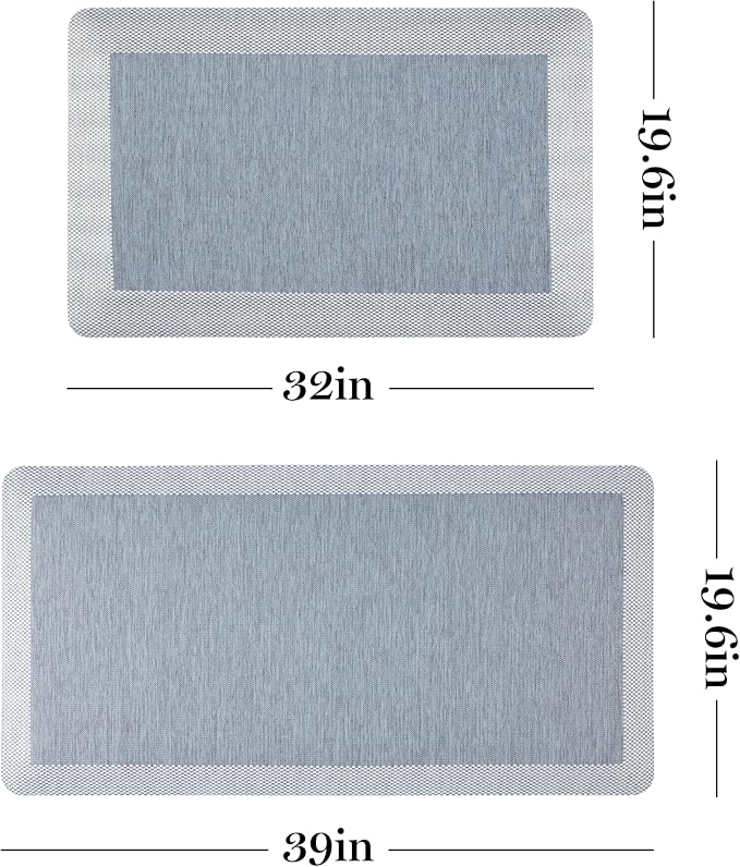 MARTHA STEWART Mira Modern Heathered Anti-Fatigue Air-Infused Kitchen Mat, Blue, 19.6"x32"