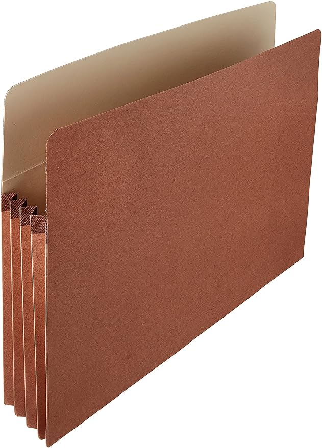 Amazon Basics Expanding File Folder Organizer with Pockets, Letter Size, 3.5-Inch Expansion, Accordion Style, Large Capacity Document Storage, Brown, 25-Pack