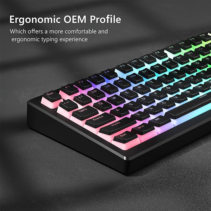 Womier Pudding Keycaps, Black PBT Keycaps 60 65 75 100 Percent 130 Keys, Shine Through Key Cap, OEM Profile for MX-stem Switches Keyboard Caps-Black