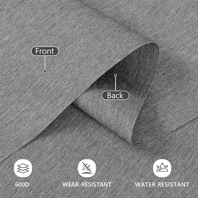 Waterproof Canvas Fabric by The Yard, 58inch 600D Upholstery Fabric Polyester Material Outdoor Water Resistant Material for Sewing Chair Patio Cushion Bag Sofa Seat Repair, 6 Yard Flaxen Grey