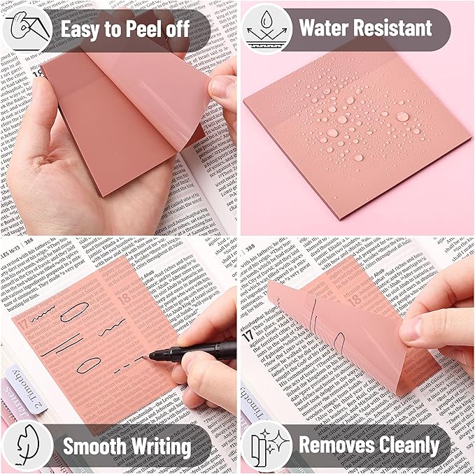 Mr. Pen- Transparent Sticky Notes, 3x3, 200 Sheets, Vintage Colors, See Through Sticky Notes Clear, Translucent Sticky Notes, Stocky Notes for Bible Journaling