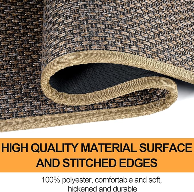 SUMLANS Kitchen Mat Set of 2 PCS, Cushioned Non Slip Rugs for Kitchen Floor, Absorbent Runner Comfort Standing Mats Washable for Kitchen, Office, Home (Brown, 17.3"x47"+17.3"x30")
