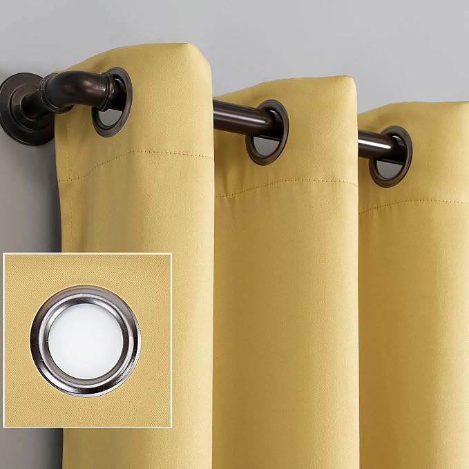 Sun Zero Nordic 2-pack Theater Grade Extreme 100% Blackout Grommet Curtain Panel Pair, 52" x 96", Flax