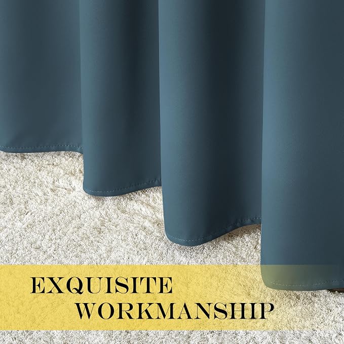 NICETOWN Smoky Blue Blackout Curtains for Bedroom 72 Inches Long, Thermal Insulated Room Darkening Grommet Window Curtains for Living Room Nursery, 66 inch x 72 inche, 1 Panel