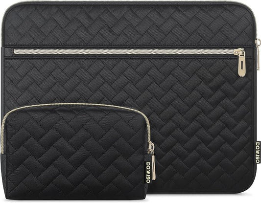 DOMISO 15.6 inch Laptop Sleeve for MacBook Air M3 15 inch Laptop Case 15.6 inch Compatible with MacBook Air 15 inch Plus 15 MacBook Pro Protective Computer Sleeve 15 inch with Small Case,Black