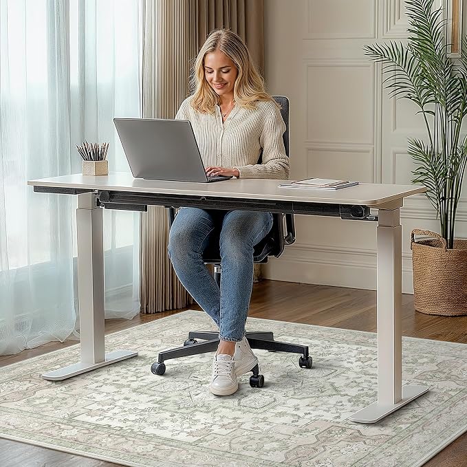 48"x72" Office Chair Mat for Hardwood Tile Floor, Under Desk Carpet Protector for Rolling Computer Chair Mat, Machine Washable Area Rug, Anti-Slip 1/5" Thick Low Pile Thin Vinyl Floor Mat, Mint