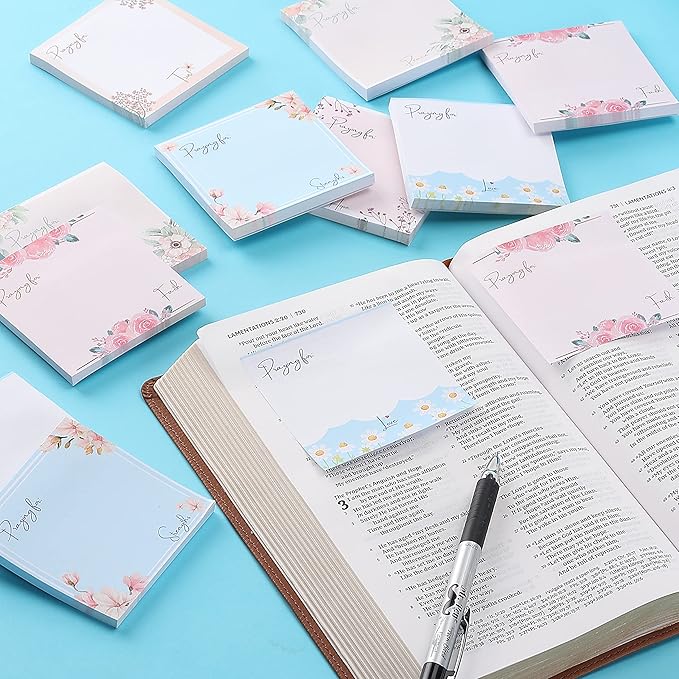 Mr. Pen- Floral Sticky Notes, 3'x3', 12 Pads, Aesthetic Colorful Sticky Notes in Bulk, Stocky Notes for Bible Journaling