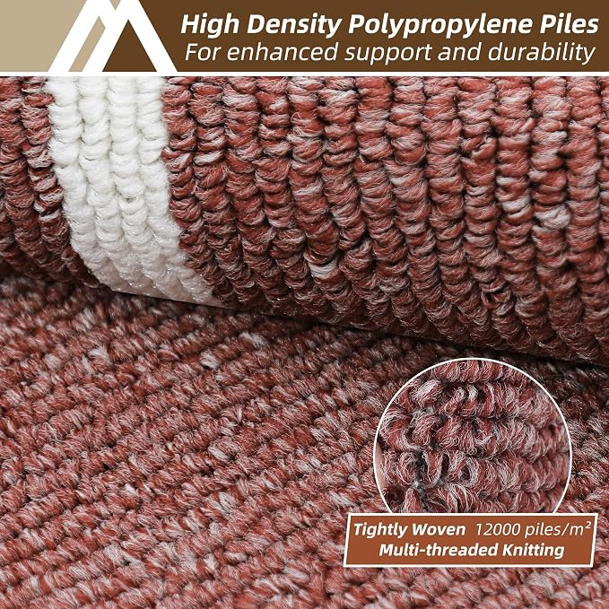 COSY HOMEER Kitchen Rugs Non-Slip 20" x30/20 x48 Inch Thick Polypropylene Standing Mat for Home Machine Washable, Red Frame