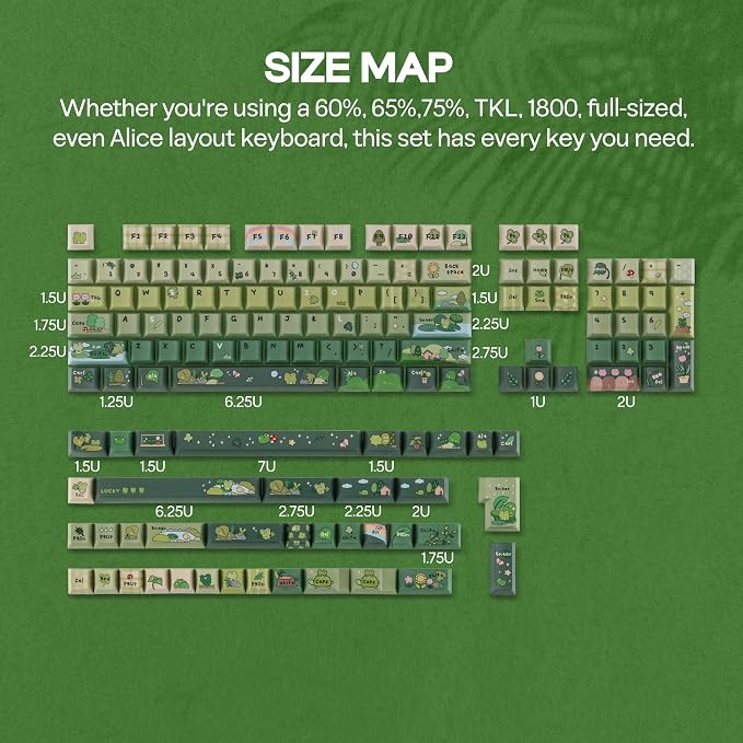 KiiBoom X Cosydiaries Rainy Froggy Day Keycap Set, 144 Keycaps, PBT Custom Keycaps for Mechanical Keyboard, Compatible with ANSI/ISO, 60%, 65%, 75%, TKL, Full-Sized Layout (Cherry Profile)
