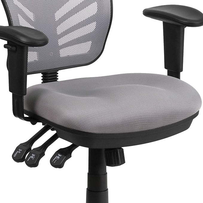 Flash Furniture Nicholas Mid-Back Swivel Office and Gaming Chair, Ergonomic Mesh Office Chair with Adjustable Lumbar Support and Height, Gray