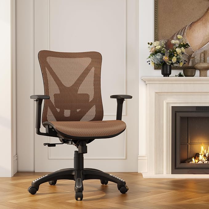 Ergonomic Office Chair, Mesh Computer Desk Chairs with Adjustable Lumbar Support, 3D Armrests, Tilt Function, Comfy Wide Seat, Swivel Executive Work Task Chair for Company and Home