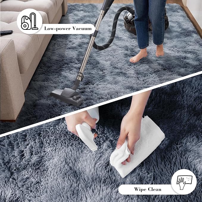Soft Runner Rugs for Bedroom, Mottling Dark Grey 2x6 Area Rugs Fluffy Rug Shag Rug Carpet, Bedside Rug for Living Room Bedroom Room Home Decor