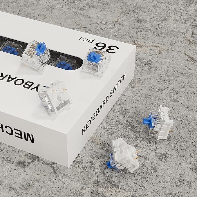 ZhouWang 90PCS Blue Pre-Lubricated,Dustproof Click Switch,Crisp clicking Sound with Strong Tactile Feedback, Suitable clicker for 3D Prints and Mechanical Gaming Keyboards.