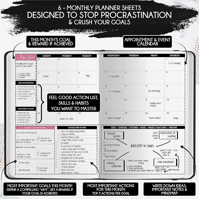 90-Day Goal Planner with Daily Journal, Gratitude & Habit Tracker | ADHD Planner, Undated, Gratitude Journal for Women and Men, Manifestation Planner & Productivity