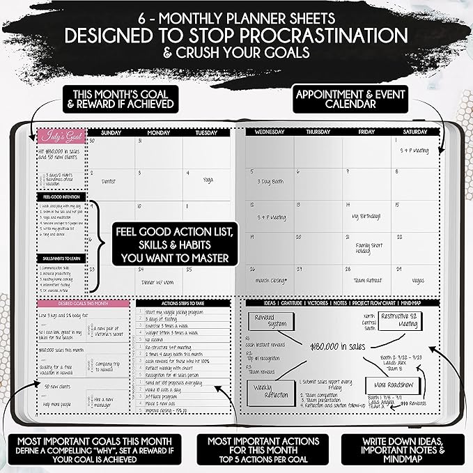 90-Day Goal Planner with Daily Journal, Gratitude & Habit Tracker | Daily Planner, Productivity, Time blocking, Manifestation & Affirmations with Vision Board, Gratitude Journal for Women & Men