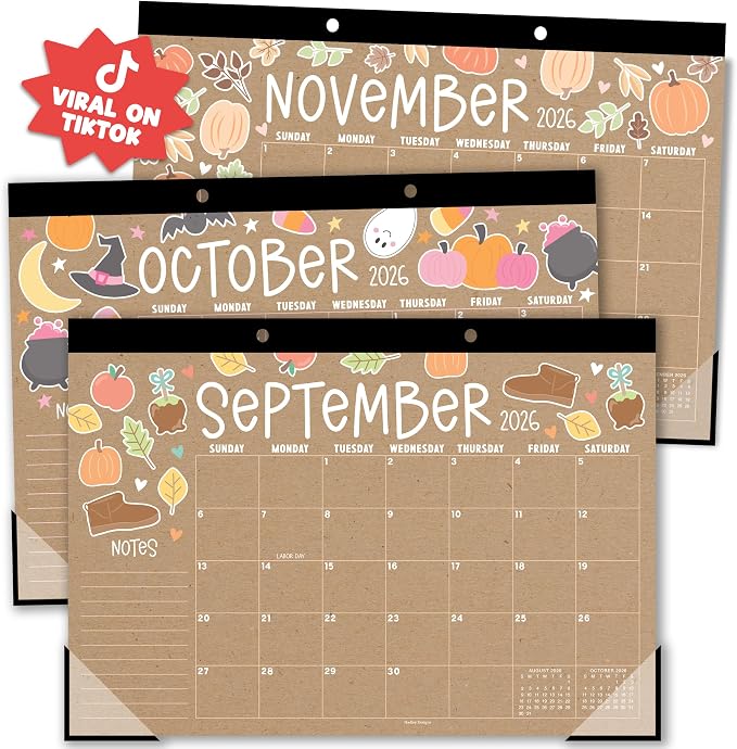 Hadley Designs Large Teacher Desk Calendar 2026-2027 - Desktop Calendar 2026, 18-Month Desk Calendars for Home, Office & Classroom, Cute Classroom Must Haves, Back to School Teacher Gifts