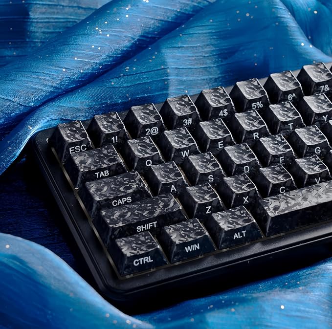 Cherry Profile ABS Keycaps 106 Keys Carbon Fiber Pattern Keycap Set for MX Switch Mechanical Keyboard, Fits 60% 65% 75% 80% Layouts