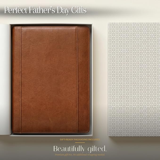 SETTINI Genuine Leather Portfolio Professional Organizer Padfolio – Resume Folder – Stylish Document Folio with Business Card Holder – Gift Portfolio for Men & Women - Birthday Gifts