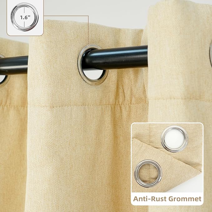 DriftAway Blackout Soundproof Thermal Insulated Linen Textured Curtains with Quilted Thermal Lining for Cold and Heat Blocking Noise Reducing Daytime Sleep 1 PC 52 Inches by 84 Inches Beige