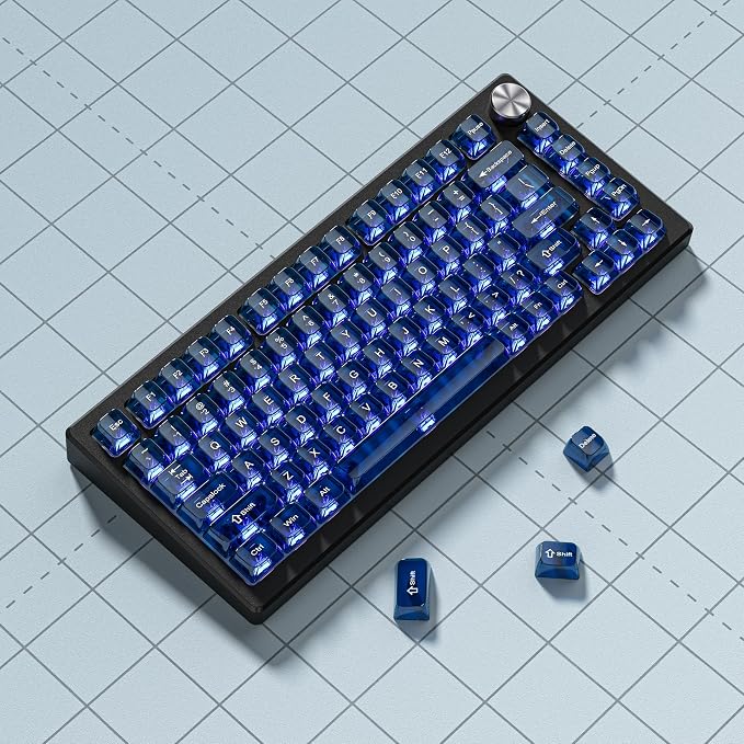 dagaladoo Clear keycaps,Transparent Keyboard keycaps,Jelly Key caps Set,Shine Through keycap，MDA Profile Keyboard caps for Mx Switches Mechanical Keyboard(Dark Blue)