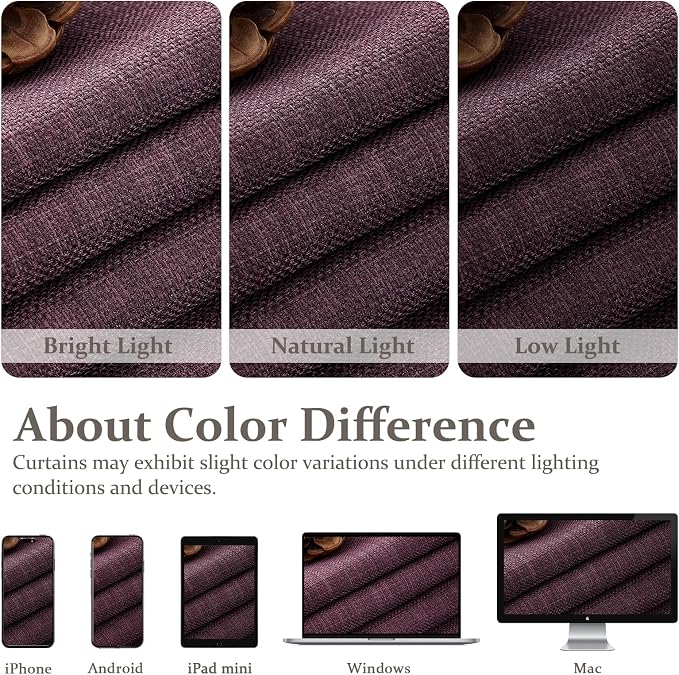 Purple Extra Long Pinch Pleated 108 Inch Curtains for Living Room 2 Panels Set, Black Out Memory Trained Two Layer Heavy Linen Thermal Sound Dampening Elegant Windows Drapes 9 FT Length Luxury Decor
