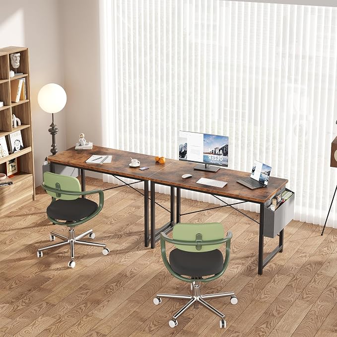 OLIXIS Computer Desk, 47 Inch Home Office Desks for Small Spaces, Writing Craft Study Gaming Table for Bedroom, Modern Computer Workstation with Storage Bag, Rustic Brown