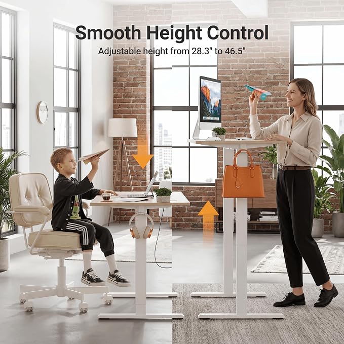 Claiks 35 x 20 Inch Nature Electric Standing Desk | Adjustable Height, Sit Stand, 3 Memory Presets, Cable Management, Space-Saving, Home Office & Bedroom