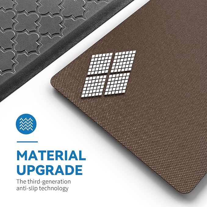 Kitchen Mat Cushioned Anti Fatigue for Floor, Non-Slip Waterproof Comfort Rug for Kitchen Sink, Standing Desk & Laundry, 17.3"x60", Black
