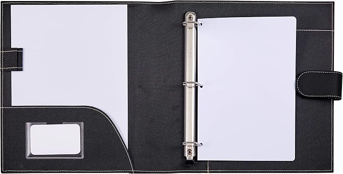 It's Academic Mini Executive Leather Portfolio Folder, 1" Ring Binder and 250-Sheet Capacity, Note Pads, and 5.5"" x 8.5" Documents, 2 Pen Loops, Black Faux Leather (98294)