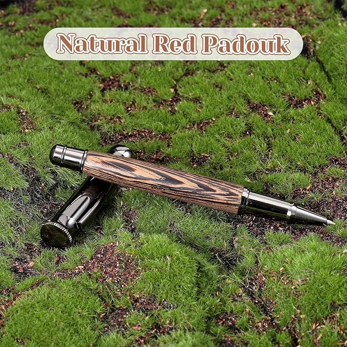 ElevateTech Wood Rollerball Pen Set with 2 Ink Black Refills | Fancy Writing Pen Luxury Executive Writing Instrument Office, Birthday Gift for Women & Men Cool Wooden Pens, Brown