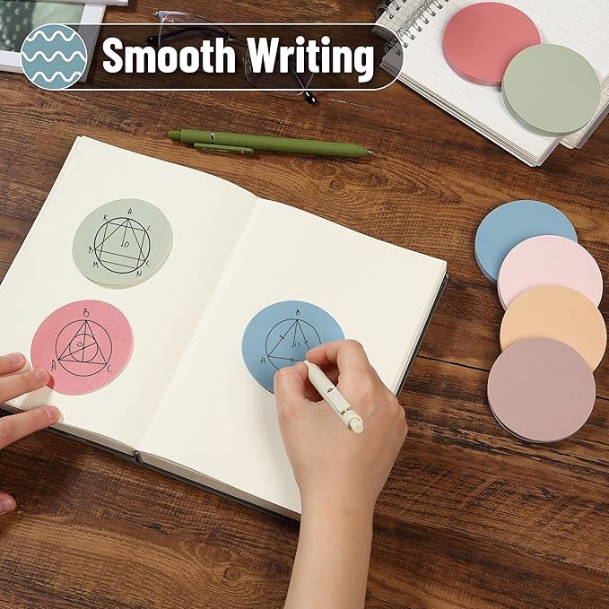 Mr. Pen- Round Sticky Notes, 12 Pads, 720 Sheets, Vintage Color, 2.8" x 2.8" Colorful Sticky Notes Bulk, Stocky Notes for Bible Journaling