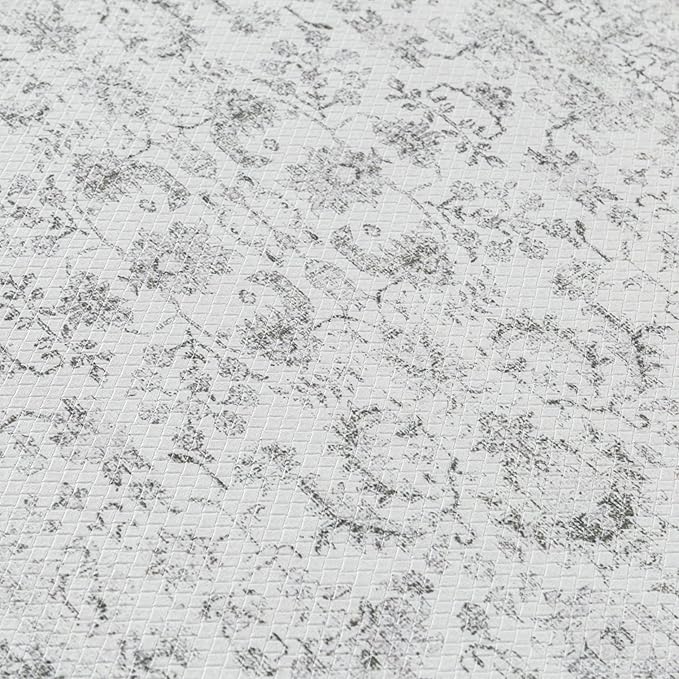 Kitchen Mats for Floor Anti Fatigue Cushioned Gray Vintage Kitchen Mats Waterproof Non Slip Comfort Standing Grey Retro Floral Runner Rug for Sink Laundry Office Bathroom 17.3"x59"