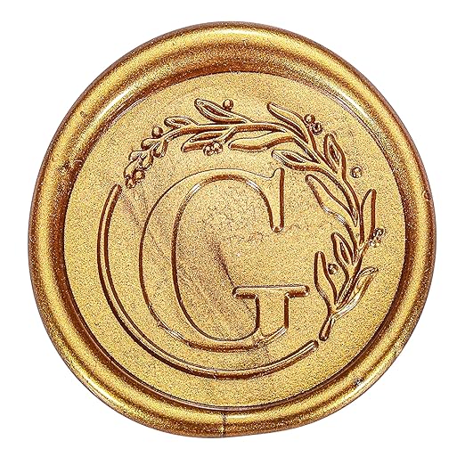 Yoption Vintage Letter G with Wreath Wax Seal Stamp Kit with 120 Antique Gold Wax Seal Beads