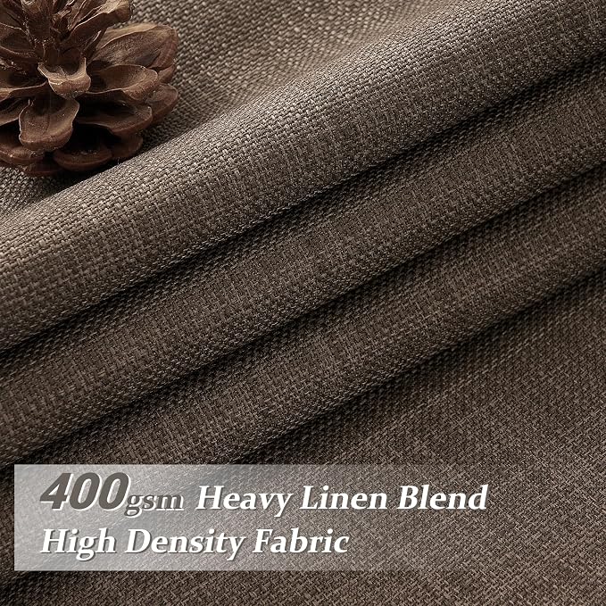 Blackout Dual Layer Thick Linen Room Divider Curtains 78 Inches Long, Dark Flax Memory Trained Pinch Pleated Noise Cancelling Insulated Rustic Windows Drapes Brown Colored Privacy Curtain 2 Panels Set