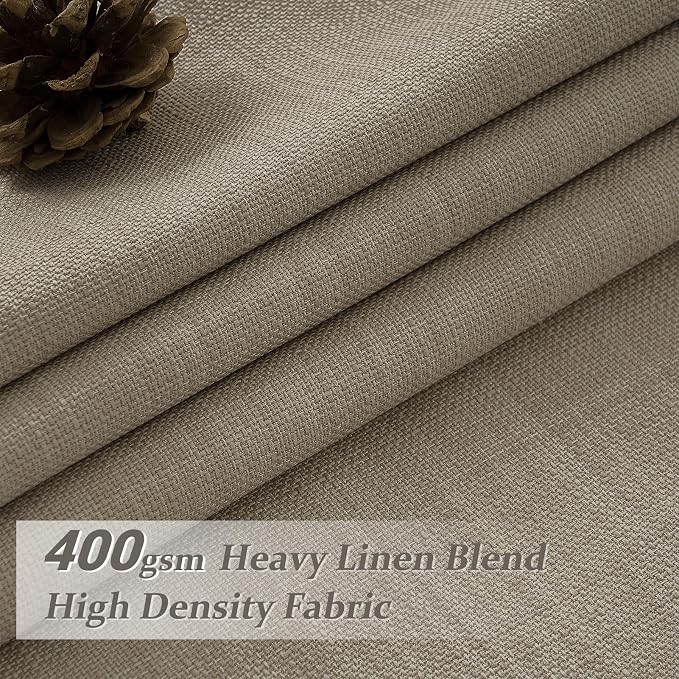 Blackout 70 Inch Extra Wide Linen Two Layer Living Room Curtains 102 Inches Long 2 Panels Set, Memory Trained Pinch Pleated Insulated Soundproof Custom Fall Drapes with Back Tab 70" W x 102" L Taupe