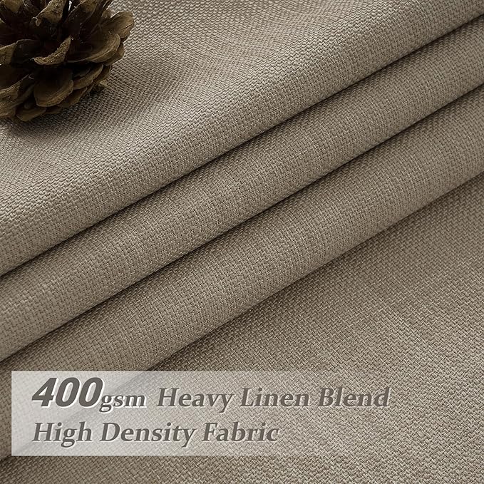 Greyish Beige Lush Decor Floor to Ceiling Viral Curtains 120 Inches Long for Sliding Glass Door, Pinch Pleat Blackout Double Layer Thick Linen Drape Energy Saving UV Blocking 120 Inch Curtain Panels 2