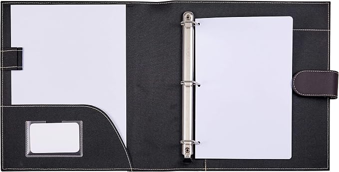 It's Academic Mini Executive Leather Portfolio Folder, 1" Ring Binder and 250-Sheet Capacity, Note Pads, and 5.5" x 8.5" Documents, 2 Pen Loops, Dark Brown Faux Leather (98295