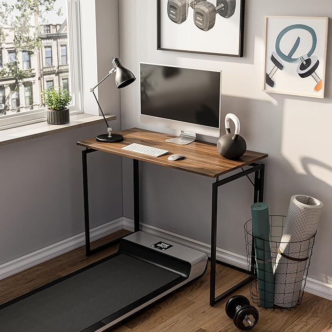 Folding Desk - 31.5" Wood Top Foldable Desk for Small Spaces | No Assembly Required Compact Desk for Home Office, Writing, and Study