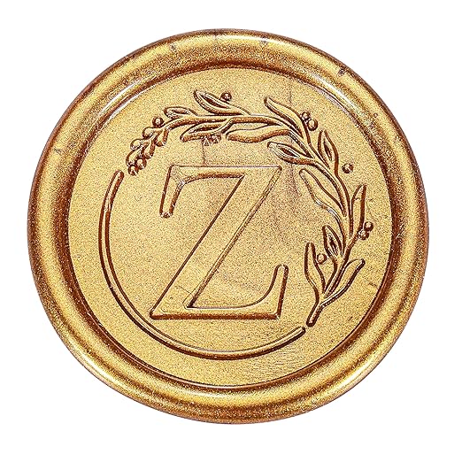 Yoption Letter Wax Seal Kit, Vintage Initial Alphabet Z with Wreath Stamp and 120 Antique Gold Wax Seal Beads for Wedding Invitation Christmas Envelope