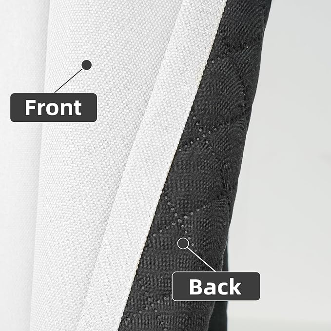 DriftAway Blackout Soundproof Thermal Insulated Linen Textured Curtains with Quilted Thermal Lining for Cold and Heat Blocking Noise Reducing Daytime Sleep 1 PC 52 Inches by 102 Inches White